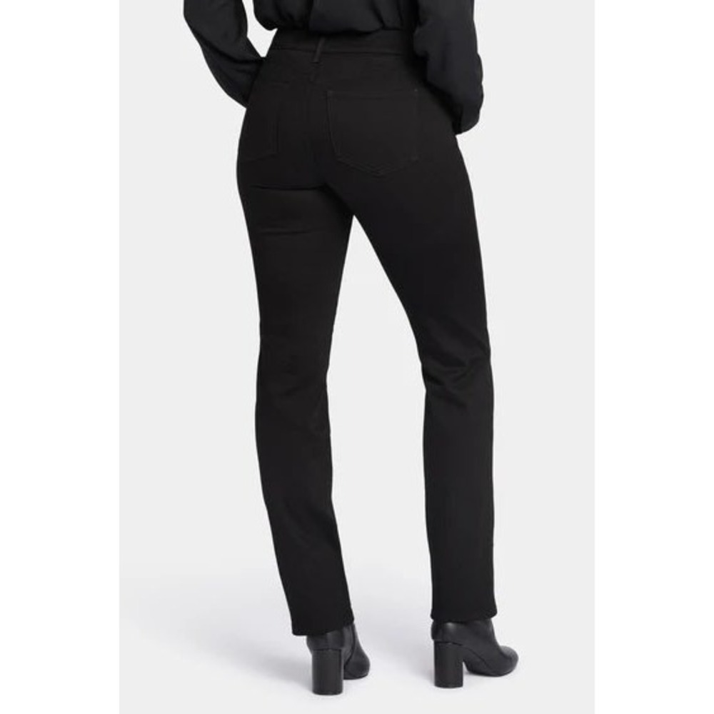 NYDJ Marilyn Straight Leg Jeans Sz 6‎ Black Denim Mid Rise Stretch Slimming Long - Picture 2 of 13